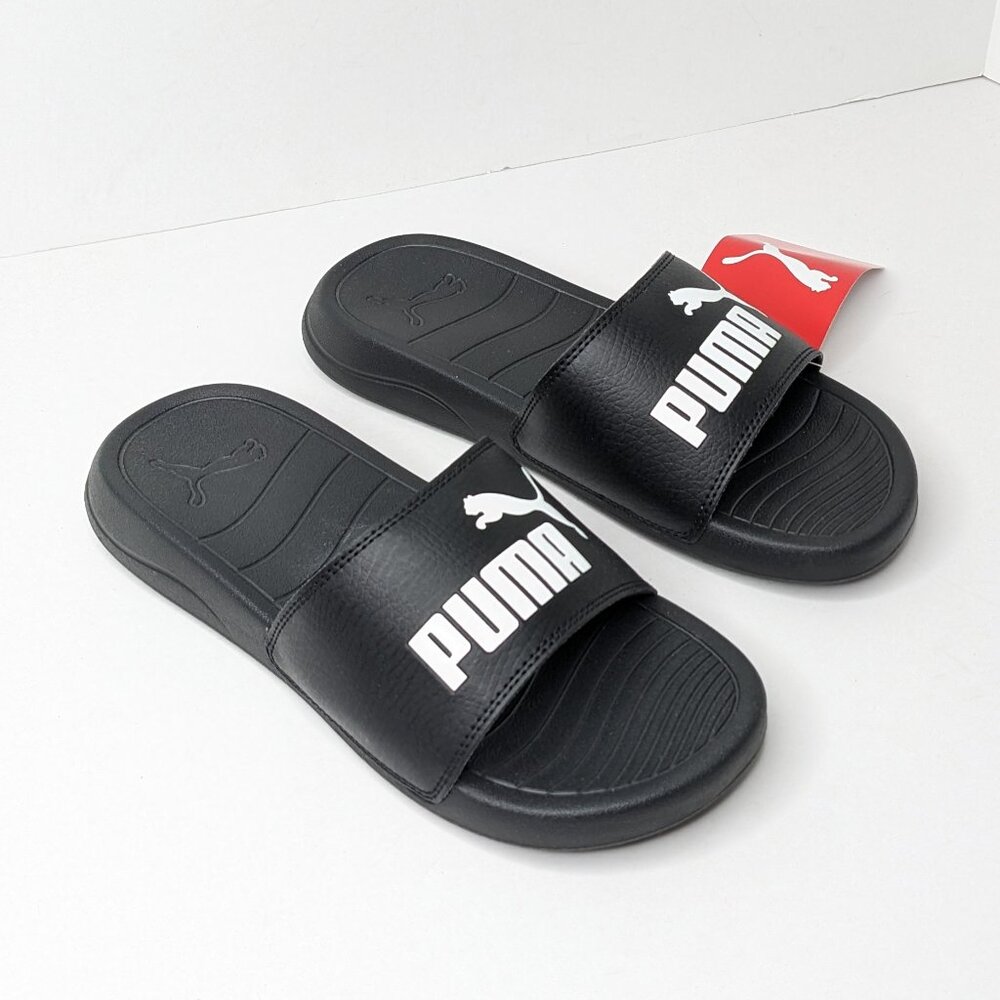 Puma Popcat Slide Sandals, Black, Men's 6